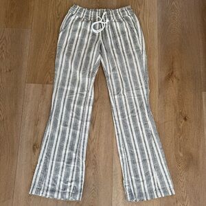 Roxy Oceanside Stripe Linen Blend Pants Cotton XL